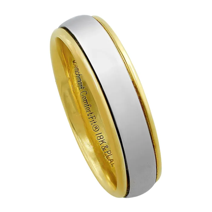 CJ Charles Jewelers Rings 18kt Yellow Gold Platinum Mens Band