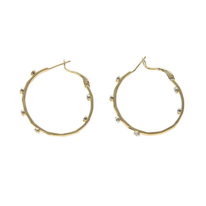 Croghans 50ctw Diamond Bezel Two Tone 14K Gold Hoop Earrings Earrings