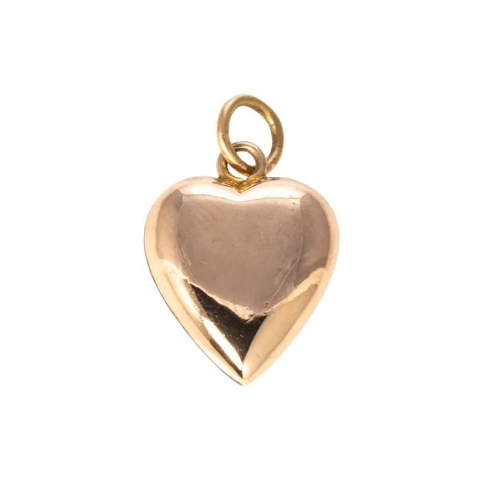 Croghans Charm Necklaces Vintage 15K Gold Puffed Heart Charm
