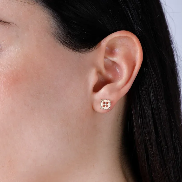 Croghans Earrings 14K Yellow Gold Beaded Circle Stud Earrings