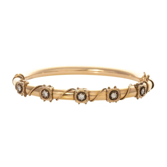 Croghans Victorian Diamond 14K Yellow Gold Bangle PreStyled Sets