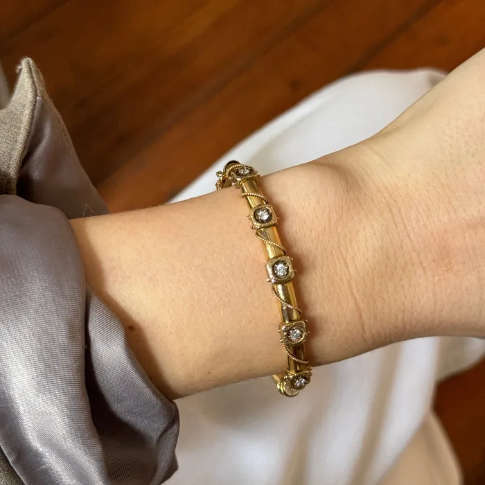 Croghans Victorian Diamond 14K Yellow Gold Bangle PreStyled Sets