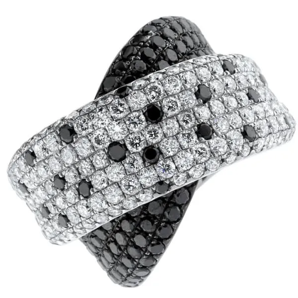 Diamond Source NYC Rings Natural Round Brilliant Diamond Cluster Ring W Black Diamonds Set in 18K White Gold 400ct tw
