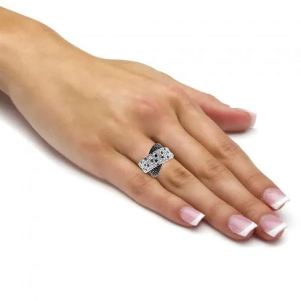 Diamond Source NYC Rings Natural Round Brilliant Diamond Cluster Ring W Black Diamonds Set in 18K White Gold 400ct tw