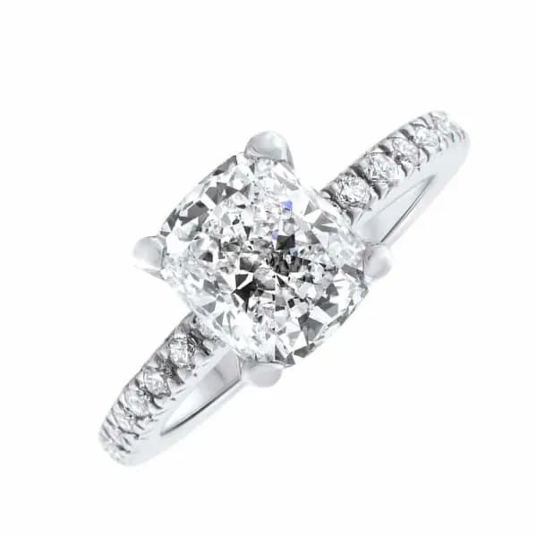 Diamond Source NYC Rings Platinum Engagement Ring With Center Diamond 217ct Cushion Cut I VVS2 R65000