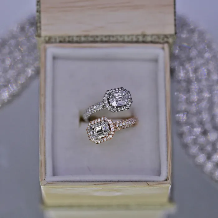 Diamond Source NYC Rings Round Brilliant Baguette Diamond Fashion Ring Set in 18K White Gold 151ct tw