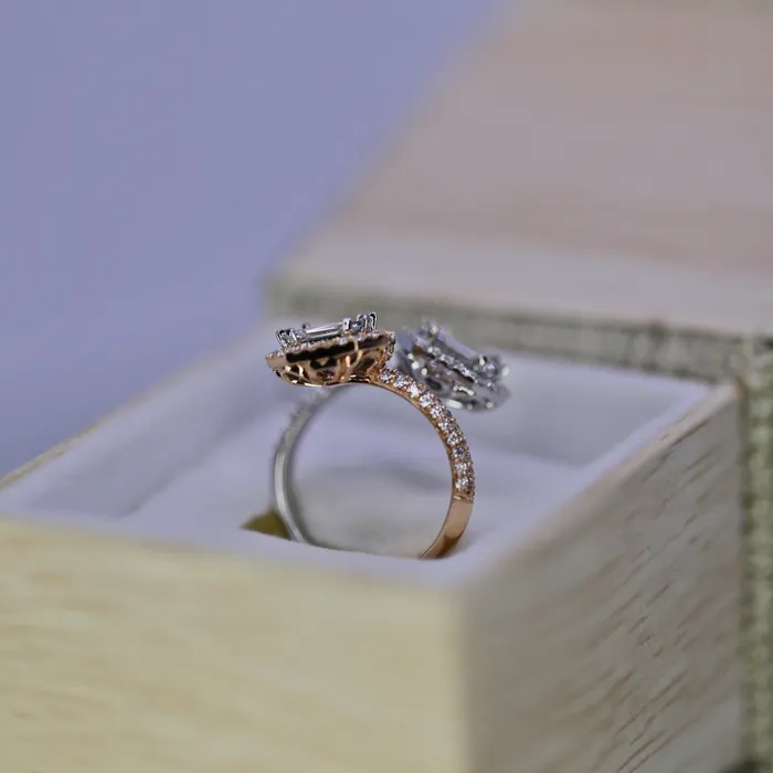 Diamond Source NYC Rings Round Brilliant Baguette Diamond Fashion Ring Set in 18K White Gold 151ct tw