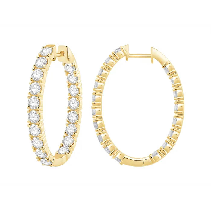 Earrings 14K Yellow Gold Diamond Hoop Earrings Meierotto Jewelers