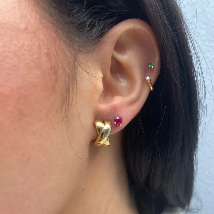 Earrings Croghans Ruby 14K White Gold 4mm Stud Earrings