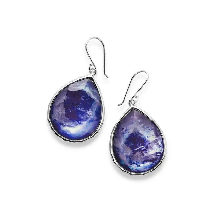 Earrings Ippolita Ippolita Sterling Rock Candy Teardrop Earrings in Clear Quartz and MotherofPearl and Lapis Earrings Ippolita Ippolita Sterling Rock Candy Teardrop Earrings in Clear Quartz and MotherofPearl and Lapis