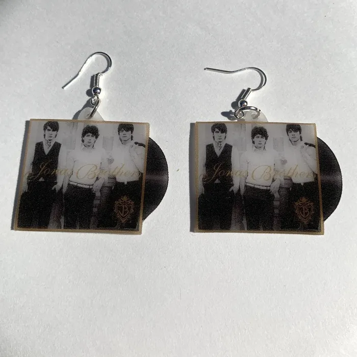 Earrings Jonas Brothers Self Titled Vinyl Album Handmade Earrings Sam Makes Things Earrings Jonas Brothers Self Titled Vinyl Album Handmade Earrings Sam Makes Things