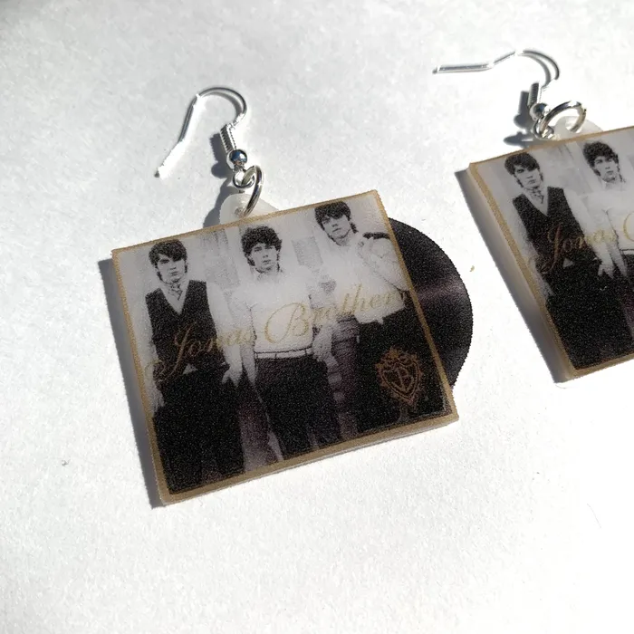 Earrings Jonas Brothers Self Titled Vinyl Album Handmade Earrings Sam Makes Things