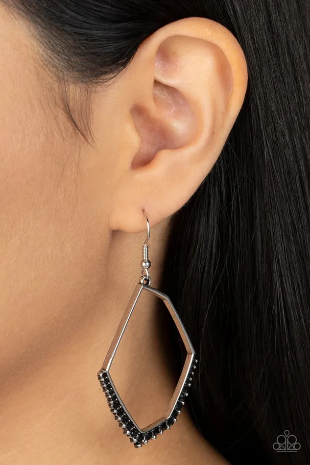 Earrings Paparazzi Earring Bent on Success Black Paparazzi Jewelry