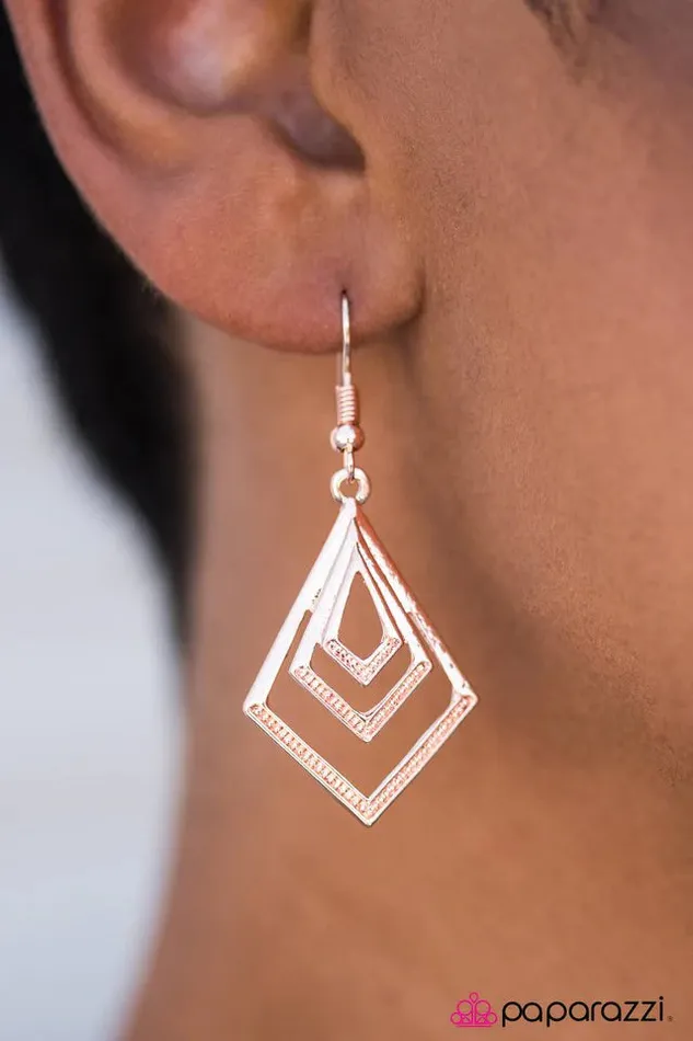 Earrings Paparazzi Earring Dont GEO There Rose Gold Paparazzi Jewelry