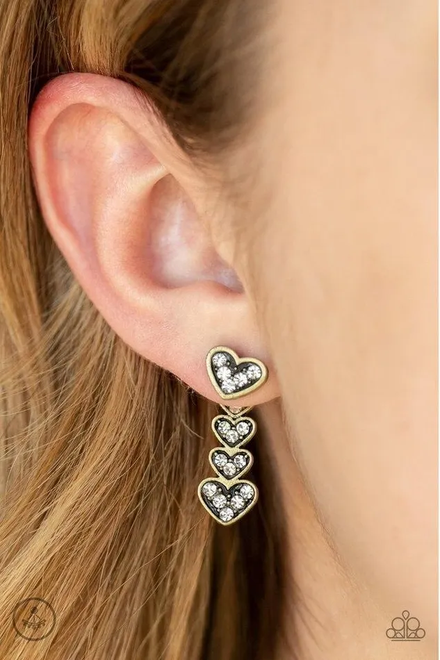 Earrings Paparazzi Earring Heartthrob Twinkle Brass Paparazzi Jewelry
