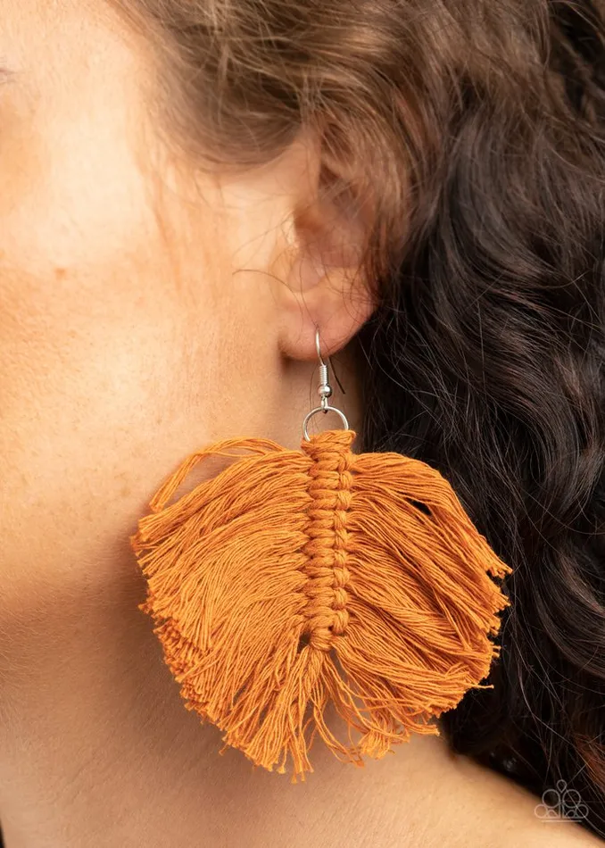 Earrings Paparazzi Earring Macrame Mamba Brown Paparazzi Jewelry