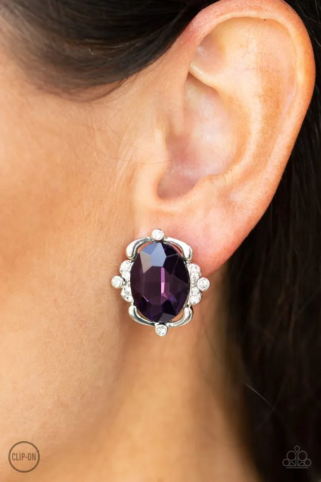 Earrings Paparazzi Earring Regally Radiant Purple Paparazzi Jewelry
