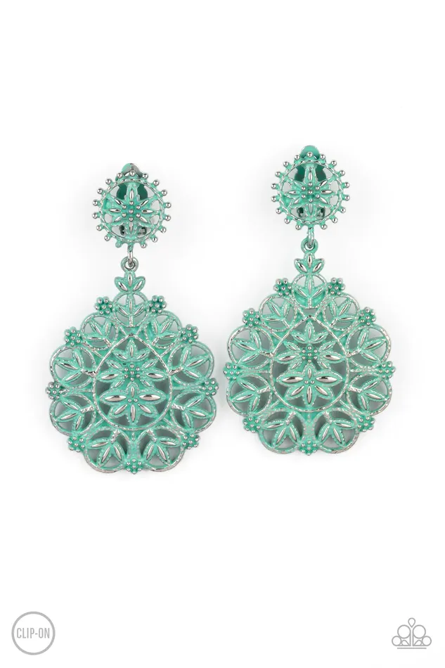 Earrings Paparazzi Jewelry Paparazzi Earring Blissfully Boho Green