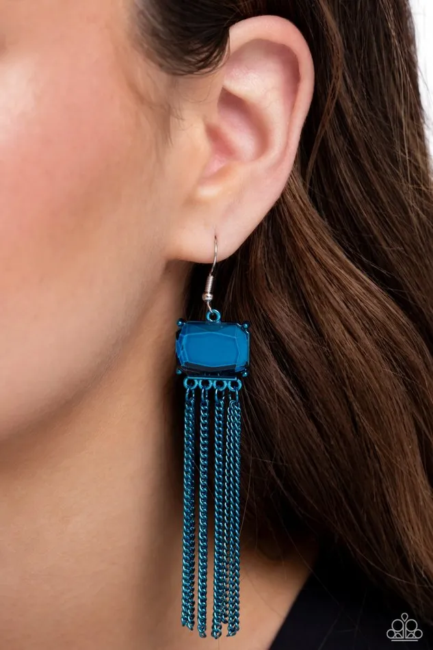 Earrings Paparazzi Jewelry Paparazzi Earring Dreaming Of TASSELS Blue