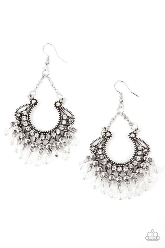 Earrings Paparazzi Jewelry Paparazzi Earring GLOW Down In Flames White Earrings Paparazzi Jewelry Paparazzi Earring GLOW Down In Flames White