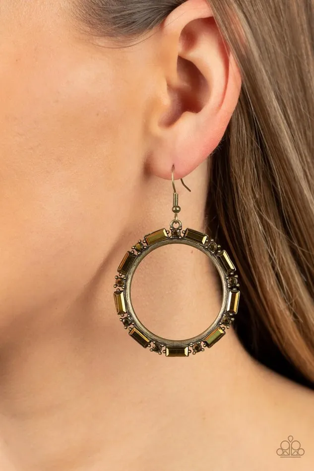 Earrings Paparazzi Jewelry Paparazzi Earring Gritty Glow Brass