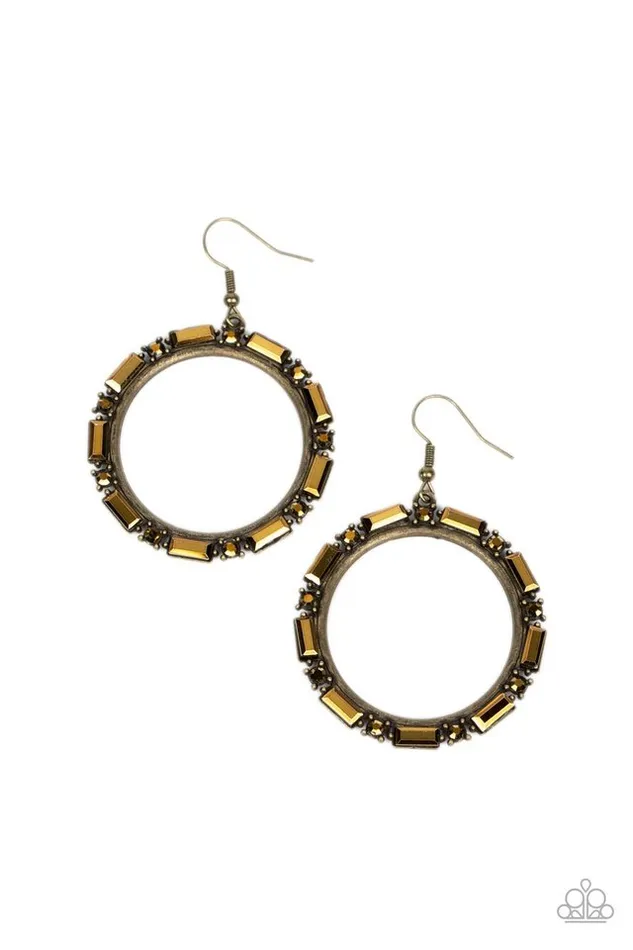 Earrings Paparazzi Jewelry Paparazzi Earring Gritty Glow Brass Earrings Paparazzi Jewelry Paparazzi Earring Gritty Glow Brass