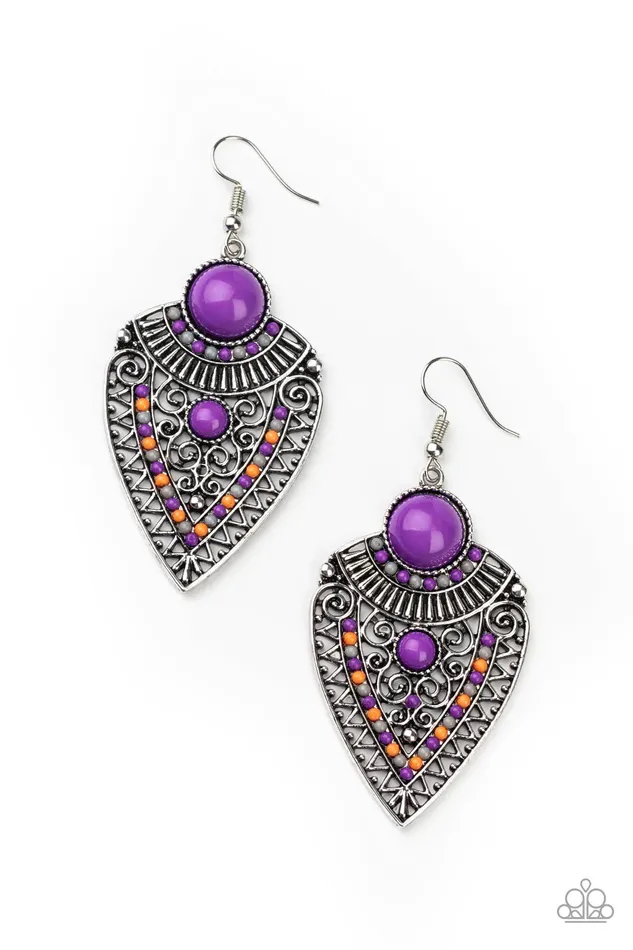 Earrings Paparazzi Jewelry Paparazzi Earring Tribal Territory Purple