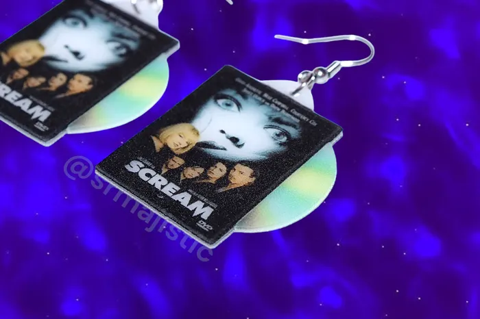 Earrings Scream 1996 Movie DVD 2D detailed Handmade Earrings Sam Makes Things Earrings Scream 1996 Movie DVD 2D detailed Handmade Earrings Sam Makes Things