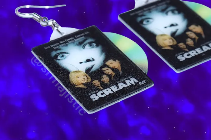 Earrings Scream 1996 Movie DVD 2D detailed Handmade Earrings Sam Makes Things Earrings Scream 1996 Movie DVD 2D detailed Handmade Earrings Sam Makes Things