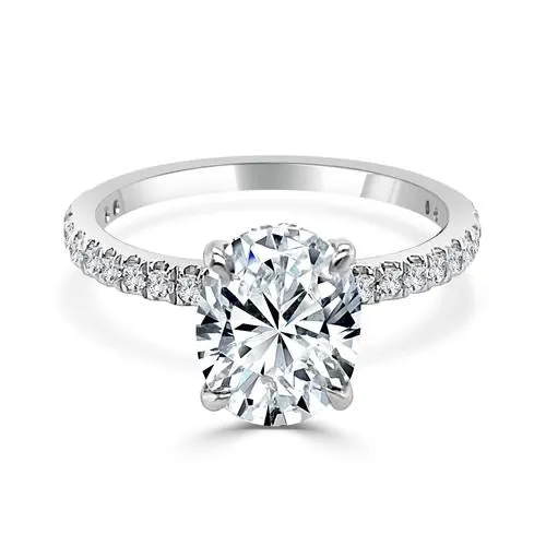 Engagement Collections Rings 14K White Gold Diamond Semi Mount Ring with Hidden Oval Halo Engagement Collections Rings 14K White Gold Diamond Semi Mount Ring with Hidden Oval Halo