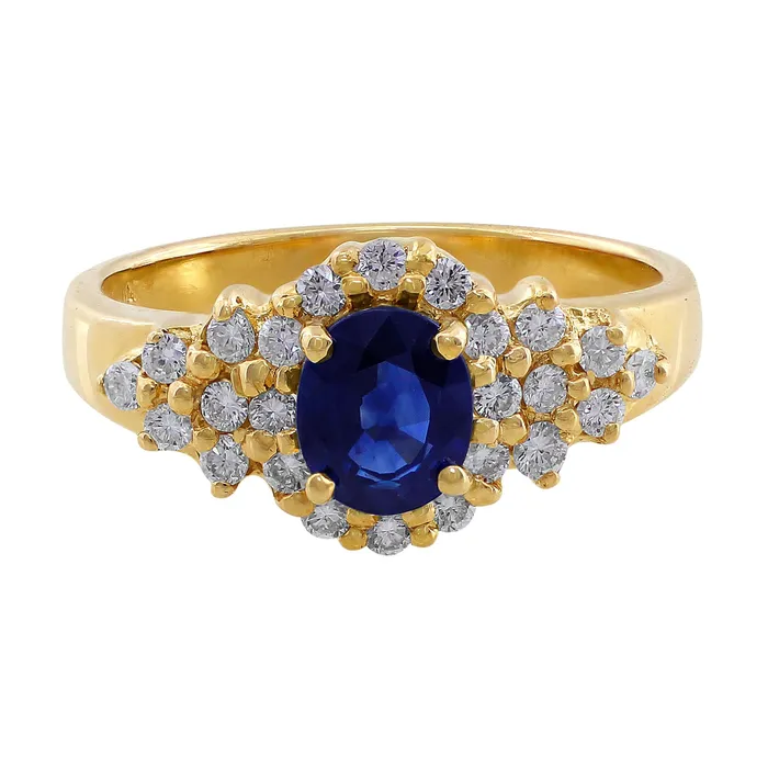 Estate Sapphire Diamond Cluster Ring CJ Charles Jewelers Rings