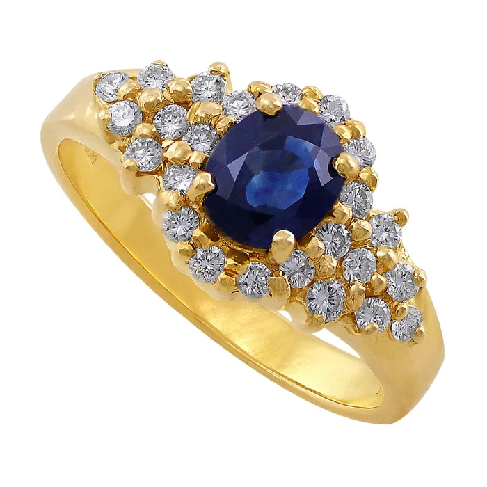Estate Sapphire Diamond Cluster Ring CJ Charles Jewelers Rings