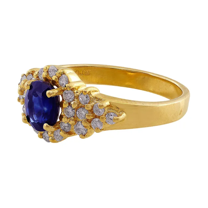Estate Sapphire Diamond Cluster Ring CJ Charles Jewelers Rings