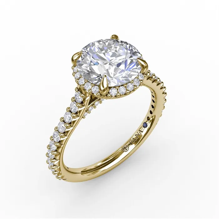 Fana Earrings 14K Yellow Gold Semi Mount Round Halo