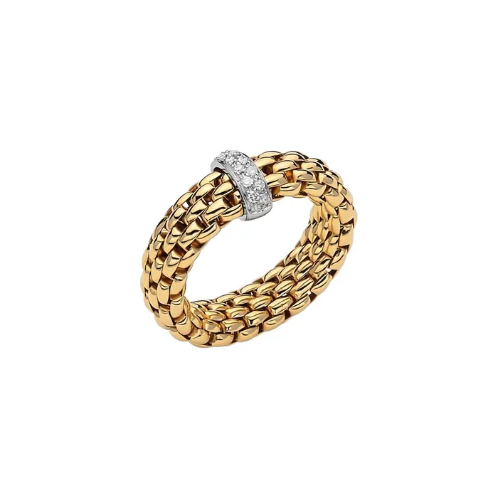 Fope 18K Yellow and White Gold Vendome Ring with Diamond Rondel Large 82595 FOPE Rings Fope 18K Yellow and White Gold Vendome Ring with Diamond Rondel Large 82595 FOPE Rings