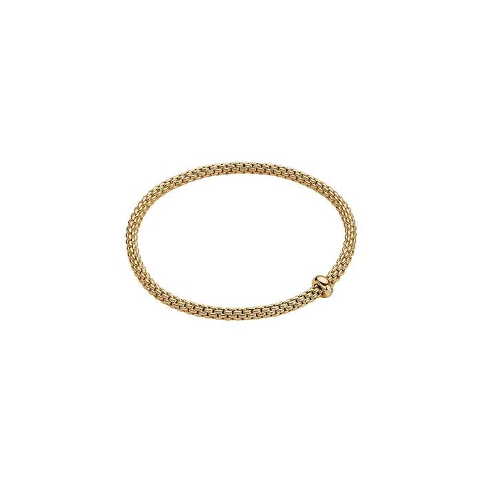 FOPE Bracelets Fope 18K Yellow Gold Prima Collection Bracelet with Diamond Rondel XSmall Size FOPE Bracelets Fope 18K Yellow Gold Prima Collection Bracelet with Diamond Rondel XSmall Size