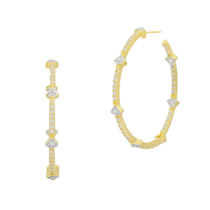 Freida Rothman Signature Pav Arrow Hoop Earrings Freida Rothman Earrings
