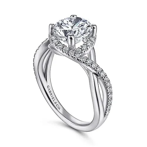 Gabriel Co 14K White Gold Diamond Semimount Ring Rings