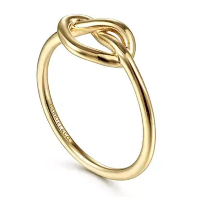 Gabriel Co 14K Yellow Gold Twisted Heart Pretzel Ring Rings
