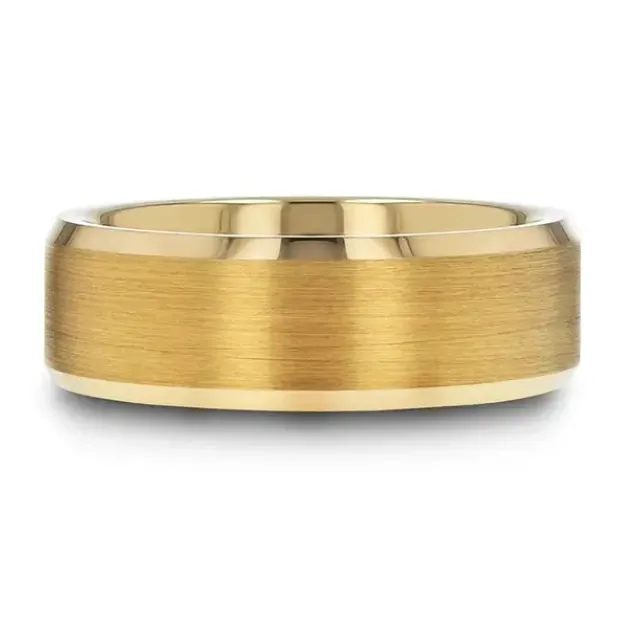 Gold Plated Tungsten 6mm Beveled Band Mens Bands Rings