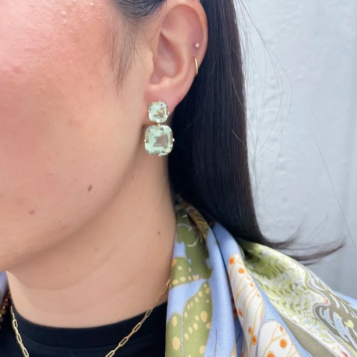 Goshwara Earrings Goshwara Prasiolite 18K Yellow Gold Double Drop Earrings