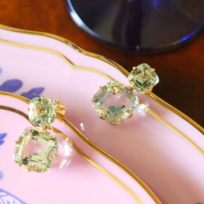 Goshwara Earrings Goshwara Prasiolite 18K Yellow Gold Double Drop Earrings