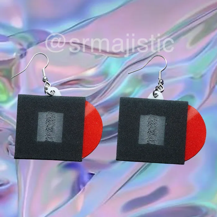 Joy Division Unknown Pleasures Vinyl Album Handmade Earrings Sam Makes Things Earrings