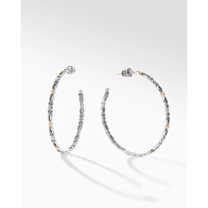 Konstantino Earrings Konstantino Muse Collection Silver and Gold Large Hoop Earrings Konstantino Earrings Konstantino Muse Collection Silver and Gold Large Hoop Earrings