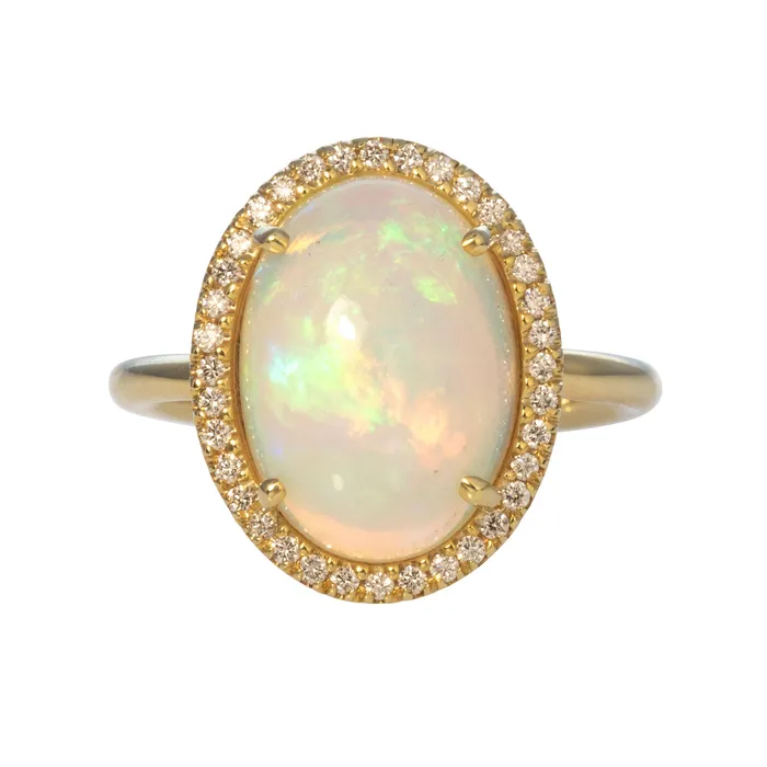 Mazza Rings Mazza Opal Doublet Diamond Halo 14K Gold Ring