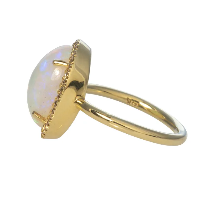 Mazza Rings Mazza Opal Doublet Diamond Halo 14K Gold Ring