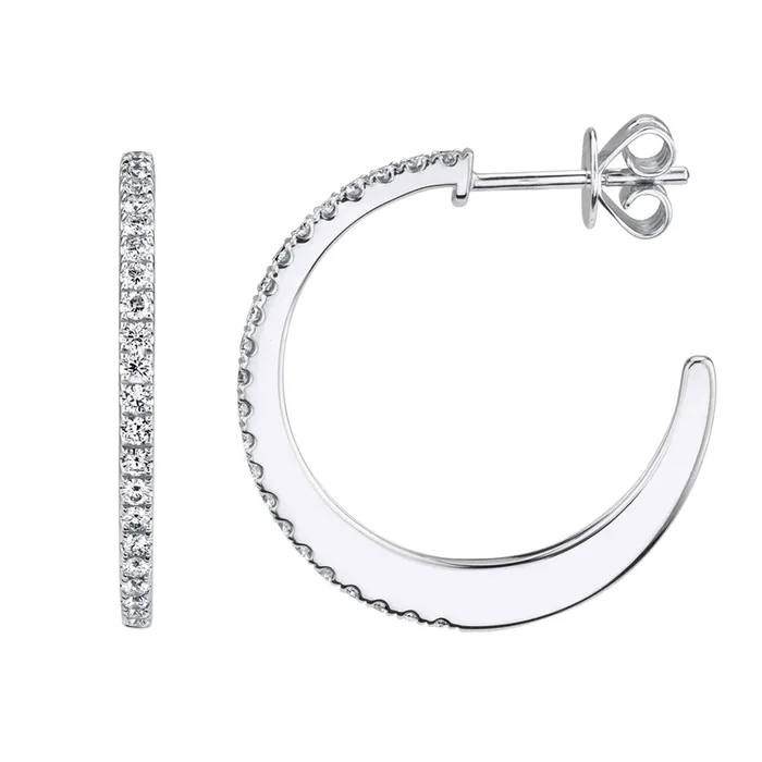 Meierotto Jewelers Earrings 14K White Gold Diamond Hoop Earrings
