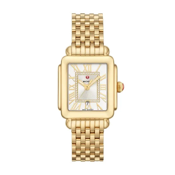 Michele Watches Michele Deco Madison MidSize GoldPlated Diamond Dial Watch 29 x 31mm Quartz Michele Watches Michele Deco Madison MidSize GoldPlated Diamond Dial Watch 29 x 31mm Quartz