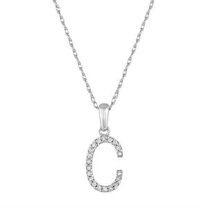 Necklaces 14K White Gold Diamond C Initial Pendant Necklace Meierotto Jewelers Necklaces 14K White Gold Diamond C Initial Pendant Necklace Meierotto Jewelers