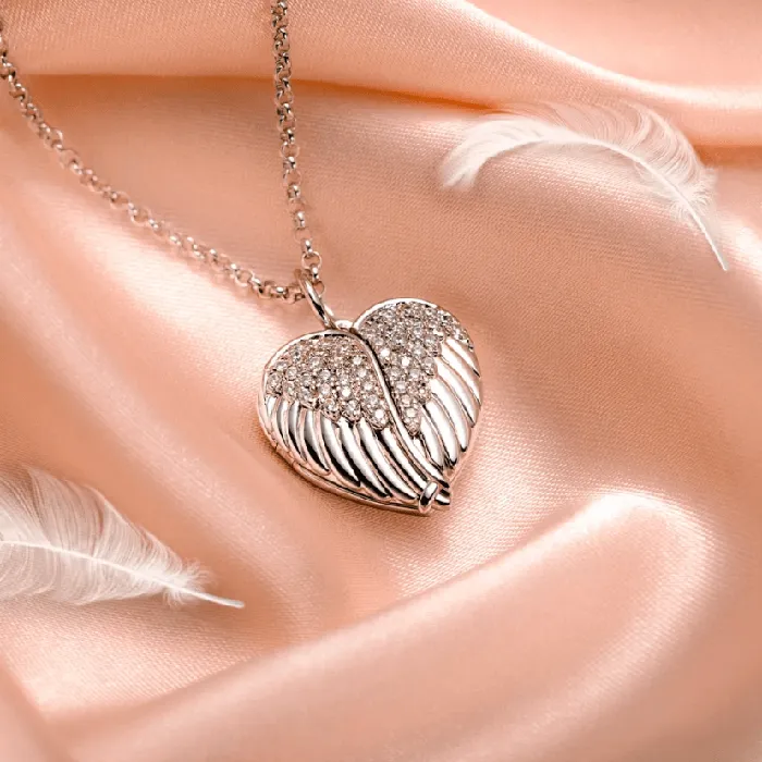 Necklaces Belbren Personalized Angel Wings Heart Locket Necklace Custom Engraved Photo Pendant in Sterling Silver Gold or Rose Gold Necklaces Belbren Personalized Angel Wings Heart Locket Necklace Custom Engraved Photo Pendant in Sterling Silver Gold or Rose Gold